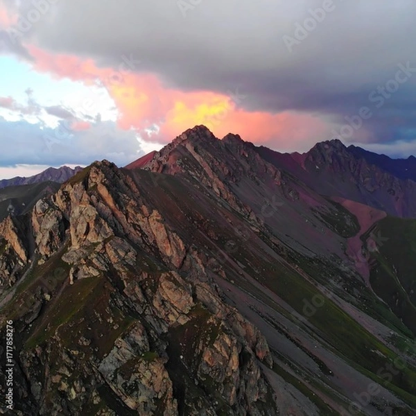 Obraz Mountain range at sunset