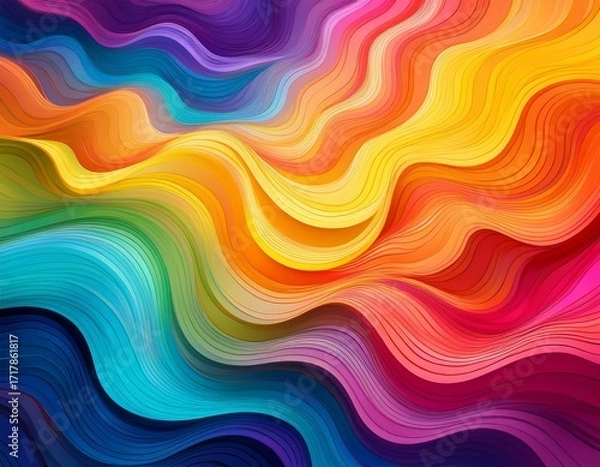 Fototapeta abstract colorful wavy background with vibrant rainbow hues for modern design and projects