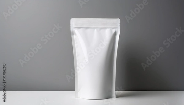 Fototapeta white stand up pouch with spout cap on light background clean minimalist packaging ideal for branding mockups in cosmetics food hygiene or household product presentations