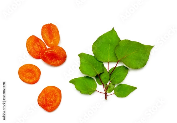 Fototapeta Dried apricots isolated on white background, contour
