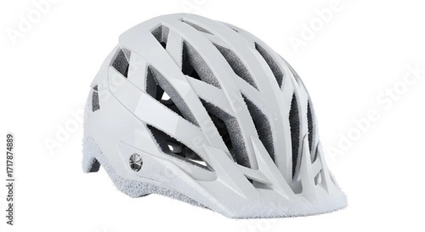 Fototapeta White Bicycle Helmet with Ventilation Openings and Foam Padding for Safety and Comfort