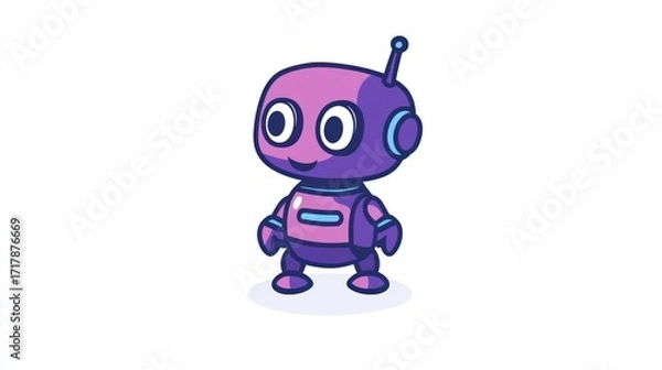 Fototapeta Cute cartoon robot standing