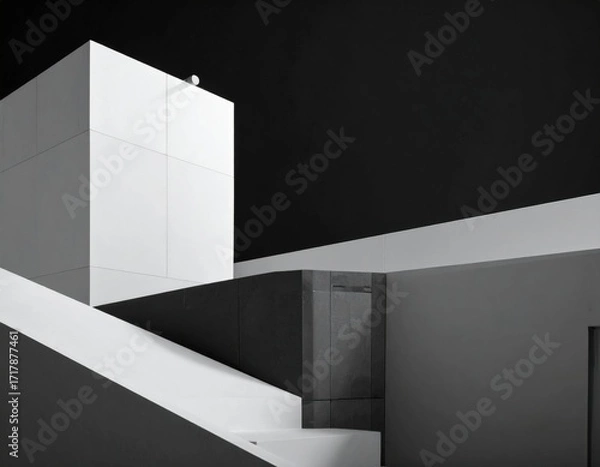 Fototapeta Abstract Black And White Architecture Minimalist Geometric Shapes