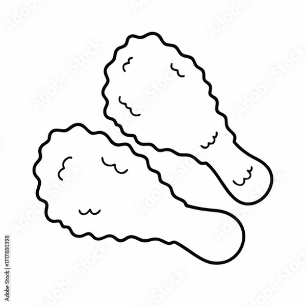 Fototapeta Fried Crispy Chicken Outline Vector