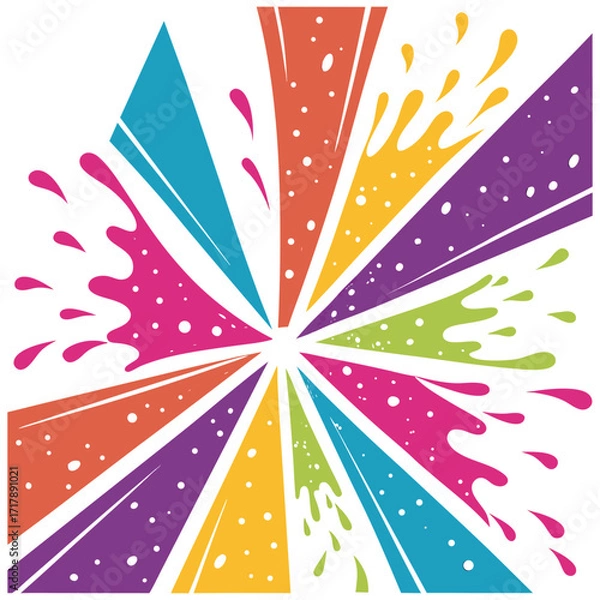 Fototapeta Colorful paint splash isolated on white background. Abstract colorful splash.