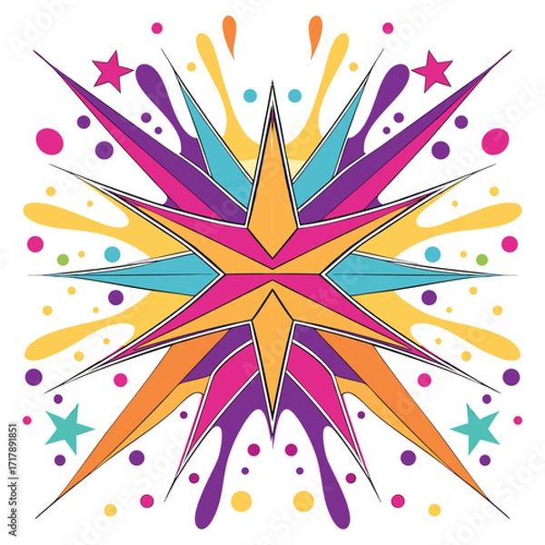 Fototapeta Colorful paint splash isolated on white background. Abstract colorful splash.