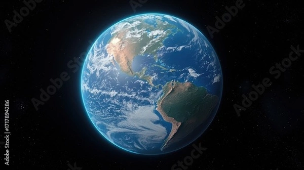 Fototapeta Stunning View of Earth from Space with Vibrant Oceans and Lush Continents