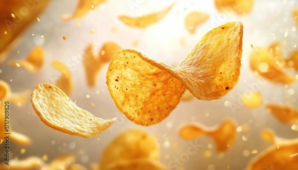 Fototapeta Spice Up Your Snack Time With Our New Spicy Flavor Potato Chips Advertisement! Try Our Deliciously Bold And Flavorful Chips Today.