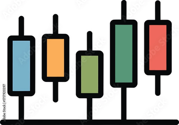 Fototapeta Candlestick Chart Illustration for Stock Market Analysis on Transparent Background with Simple Design