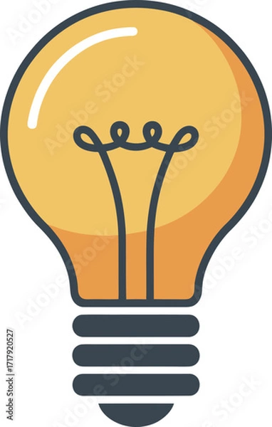 Fototapeta Light Bulb Illustration with Glowing Filament on Transparent Background for Ideas and Innovation Concepts