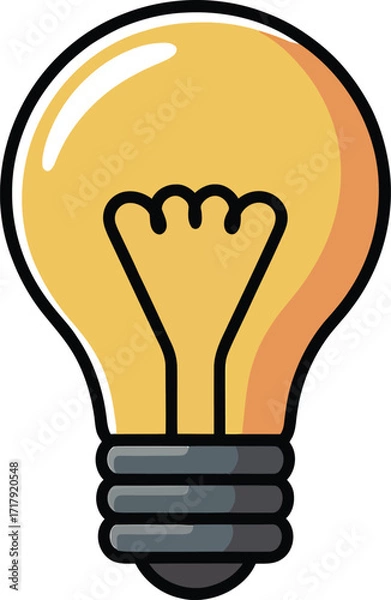 Fototapeta Light Bulb Illustration with Wavy Filament on Transparent Background for Creative Ideas and Solutions