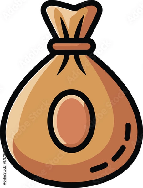 Fototapeta A Cartoonish Sack with a Roundish Design, Ideal for Games, Finance, or Educational Visuals and Presentations
