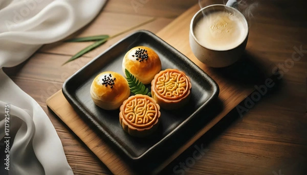 Obraz 中秋節 月餅 茶