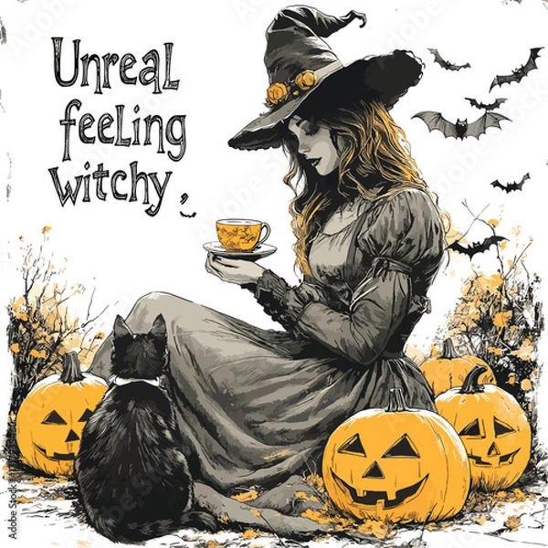 Obraz Hand Drawn Gothic Witch Artwork.