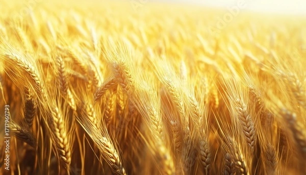Fototapeta Endless Expanses Of Golden Wheat As Far As The Eyes Can See, Gently Swaying In The Breeze, Creating A Tranquil And Picturesque Landscape.