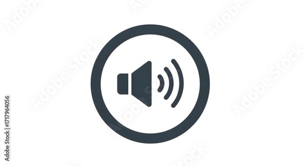 Fototapeta Circular speaker icon with sound waves, indicating audio or sound.