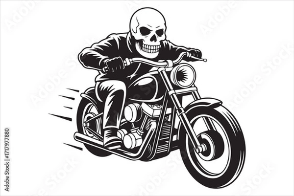 Fototapeta Grim Reaper on Motorcycle Vector Set – Skeleton Biker Death Rider Illustrations