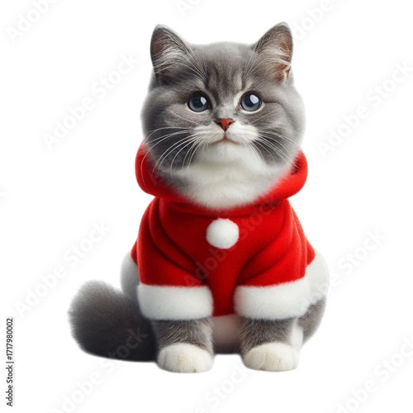 Fototapeta Portrait of an adorable, intelligent grey kitten with pink spectacles on transparent background