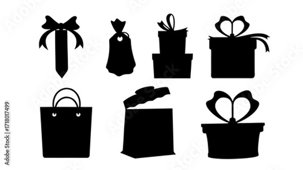 Fototapeta Gift Silhouette Collection Various Present and Packaging Designs