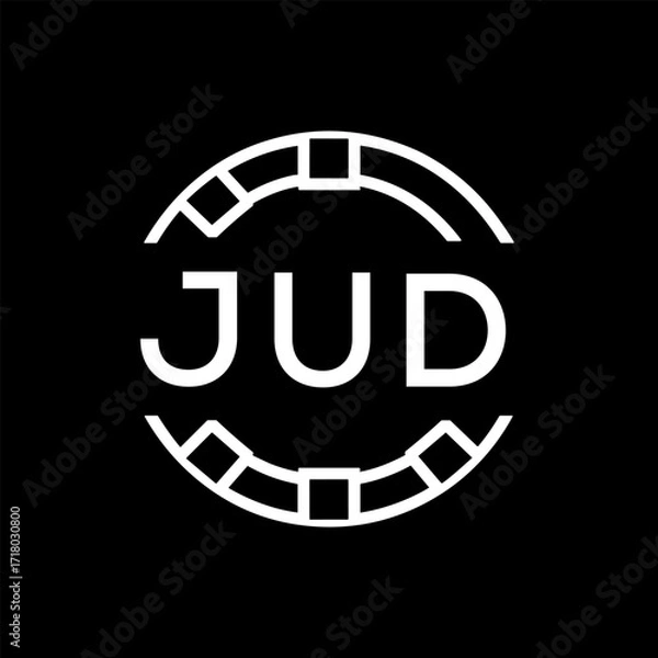 Fototapeta “Modern JUD  Monogram Logo Design, Sleek Minimalist Letter mark in Circle, JUD LATER LOGO, High-Contrast Branding Concept”. 
