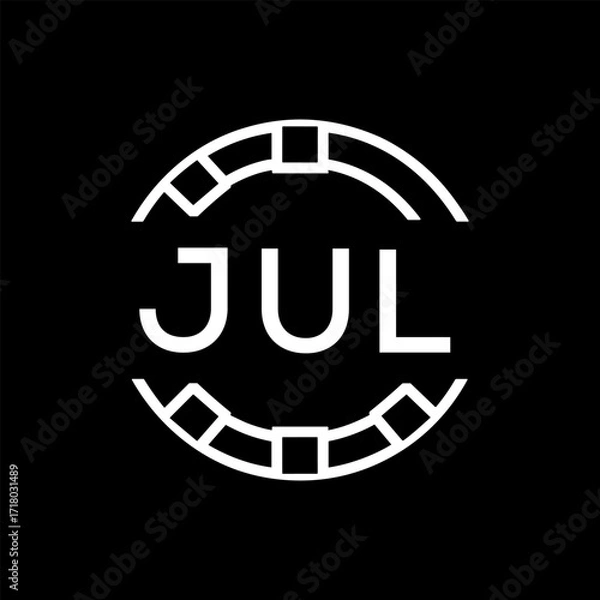 Fototapeta “Modern JUL  Monogram Logo Design, Sleek Minimalist Letter mark in Circle, JUL LATER LOGO, High-Contrast Branding Concept”. 
