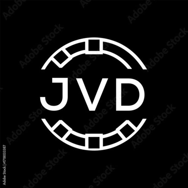 Fototapeta “Modern JVD  Monogram Logo Design, Sleek Minimalist Letter mark in Circle, JVD LATER LOGO, High-Contrast Branding Concept”. 
