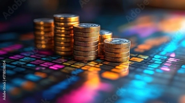 Fototapeta Investment growth analysis financial sector infographic digital environment high-resolution view wealth trends