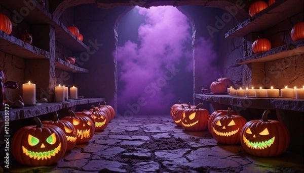 Obraz halloween background with pumpkins