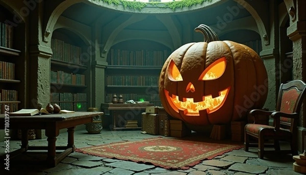 Obraz halloween pumpkin on a wooden table