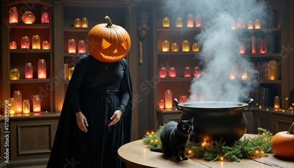 Obraz halloween witch with magic wand