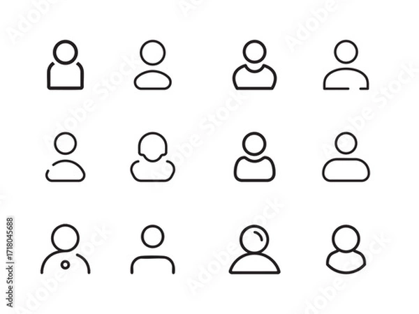 Fototapeta Outline Profile Icon Set - Profile Diverse Faces for Social Network Contours Profile icon vector outline set illustration sign