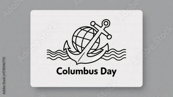 Fototapeta Columbus Day Discovering new horizons with a classic anchor and globe symbol celebrating Columbus Day, representing exploration and voyages across the seas.