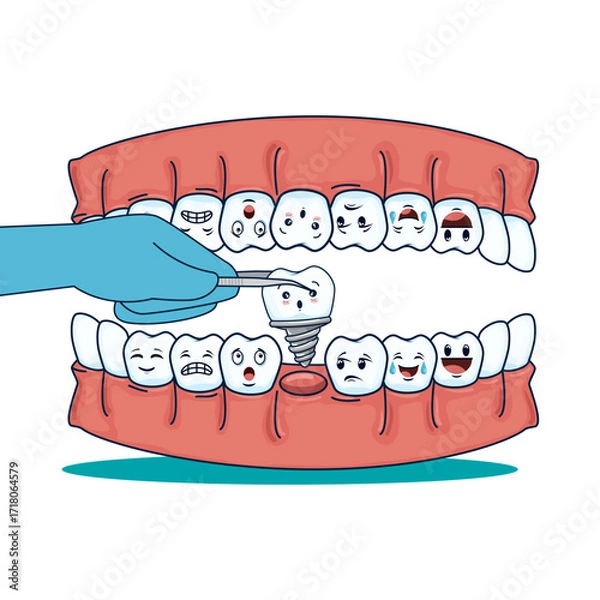 Obraz Funny Cartoon Teeth Character...