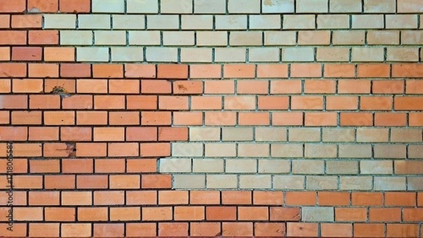 Fototapeta Colorful Textured Brick Wall Constructed Patterns Displayed