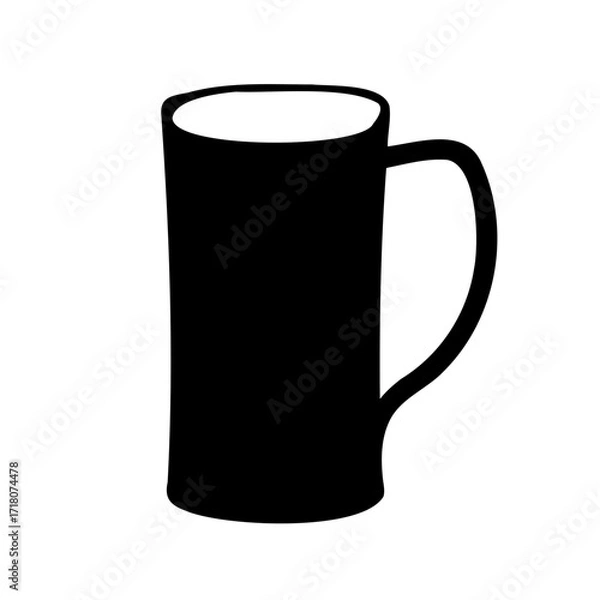 Fototapeta A simple black and white image of a tall cylindrical mug silhouette