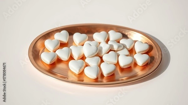 Fototapeta Heart-shaped candy cookies on a serving tray