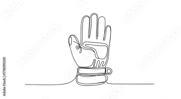 Fototapeta Hand drawn outline of a hand connected to a wrist with a line  