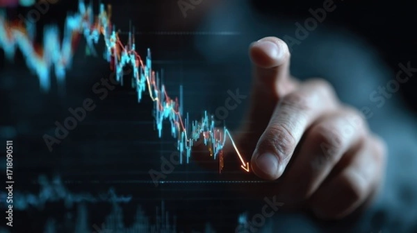 Fototapeta Declining financial graph