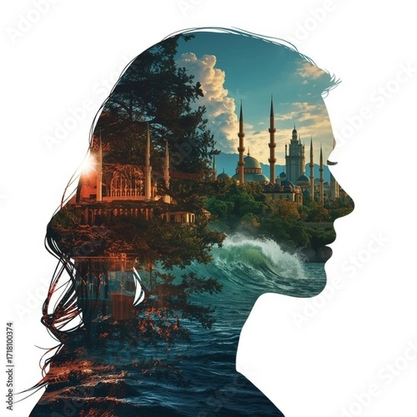 Obraz Cultural Double-Exposure Fusion Woman Image