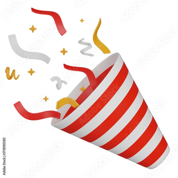 Fototapeta P3d render arty Popper Explosion with Confetti icon 