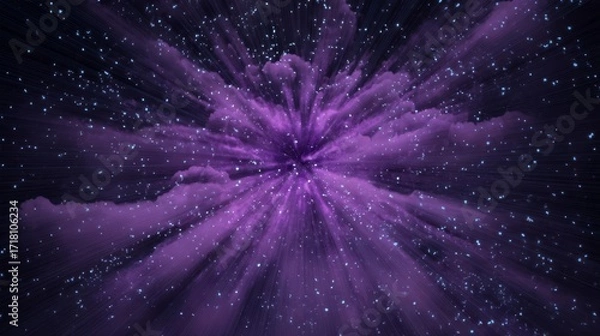 Fototapeta A stunning cosmic explosion of vibrant energy spirals outward from a glowing galactic core,