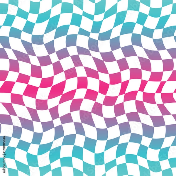 Fototapeta Abstract groovy colorful checkerboard seamless pattern, geometrical pattern