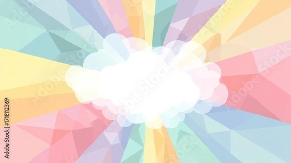 Fototapeta A vibrant abstract background with a glowing cloud shape in rainbow gradient colors including soft pink, teal,