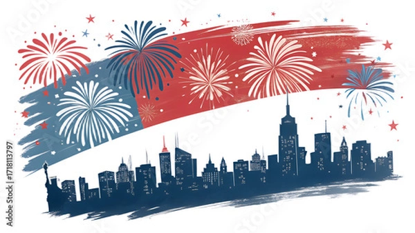 Obraz Independence Day Abstract Brush Stroke PNG – Patriotic Red White Blue Paint Strokes, Fireworks Inspired, Transparent Background, Hand-Painted Texture, Modern Artistic Celebration
