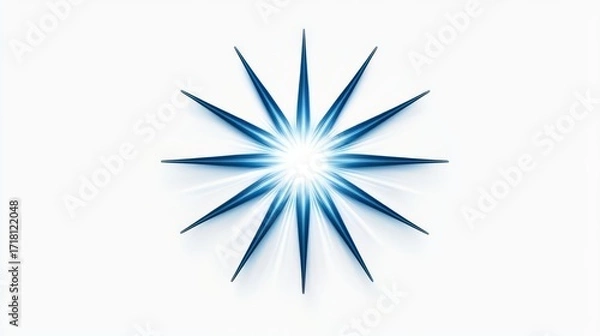 Fototapeta A vibrant blue starburst design, radiating light and energy across a white background, perfect for creative projects.