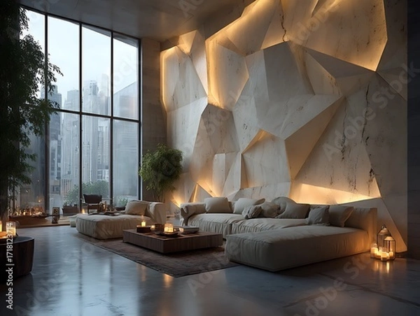 Fototapeta Modern luxury interior with hexagon patterns high resolution picture