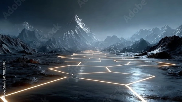 Fototapeta Modern spaceship command center with screens high resolution picture