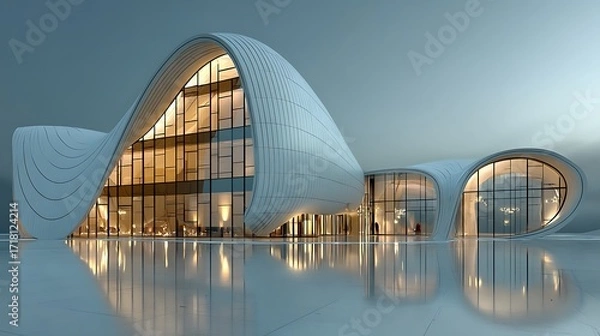 Fototapeta Modern futuristic skyscrapers with unique curved high resolution picture
