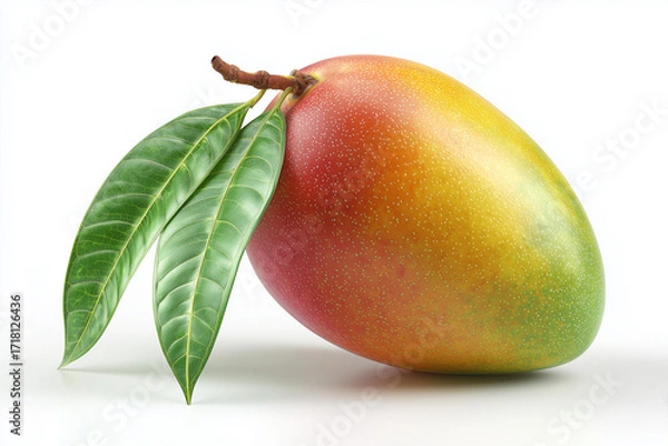 Obraz A ripe mango, 3D render, isolated on a white background.
