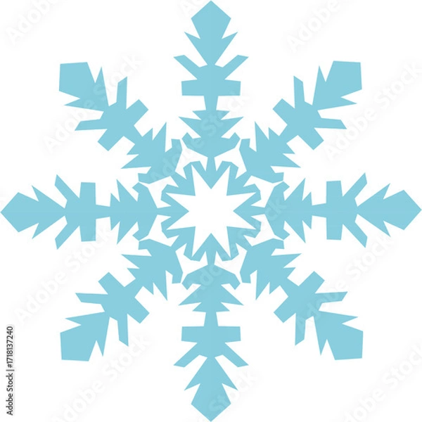 Fototapeta Snowflake Vector Illustration. Suitable for winter designs, Christmas and New Year cards, holiday decorations, patterns, and seasonal backgrounds. The modern design is suitable for print and digital p